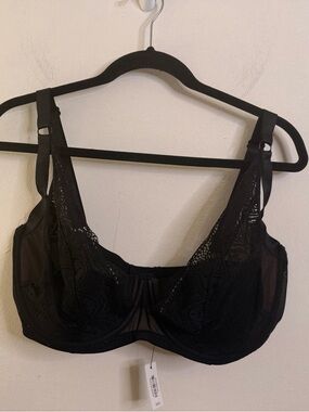 Adore Me Black Lace Lightly Lined Underwire Balconette Bra 38G